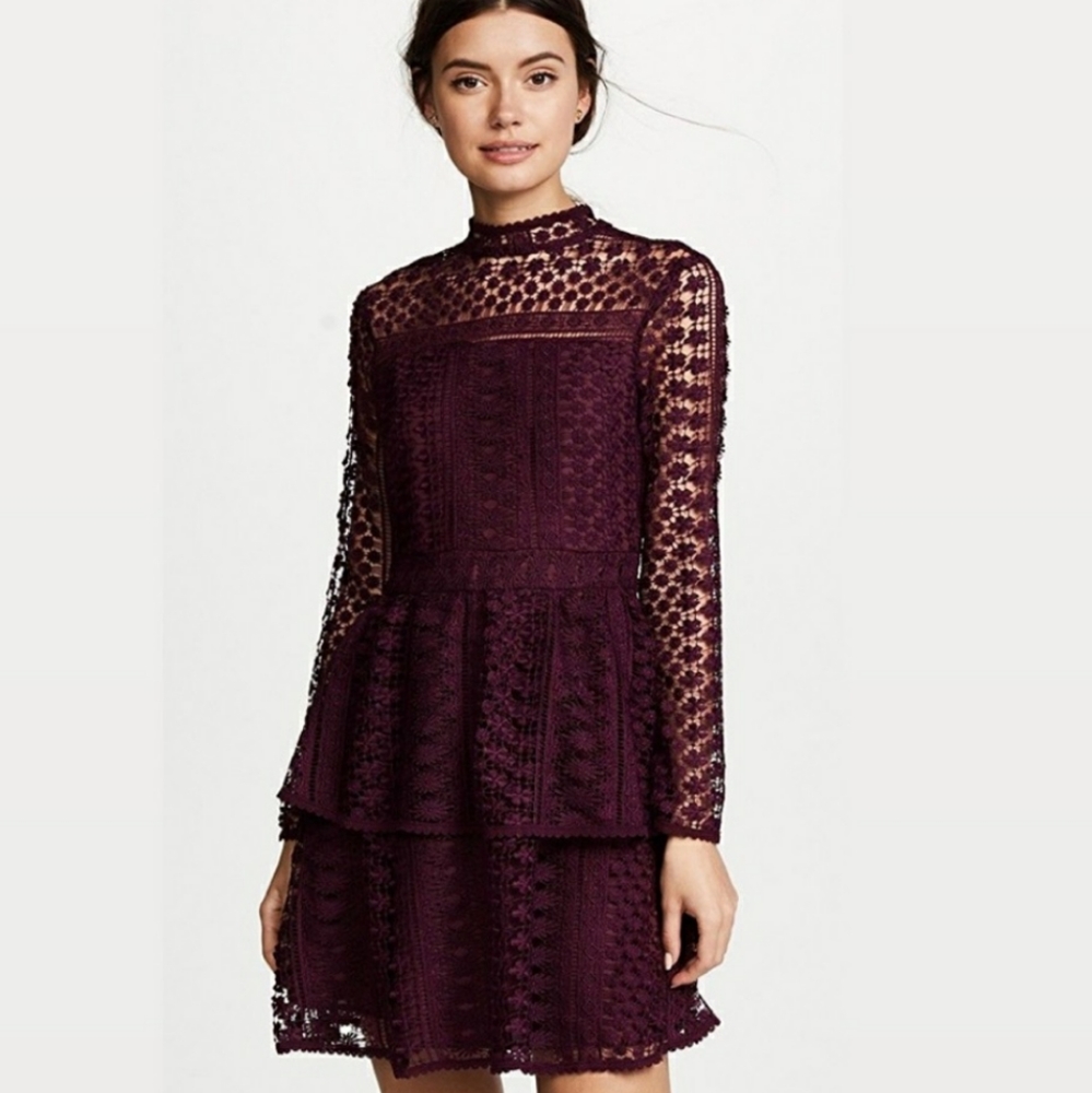 NWT Cupcakes & Cashmere maroon lace crochet dress Palette of eyeshadow Amethyst